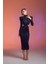 Lacivert Simli Cut Out Detaylı Midi Elbise 4