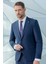 Erkek Lacivert Yünlü Platinium Ekoseli Slim Fit Mono Yaka Takım Elbise 2