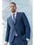 Erkek Lacivert Yünlü Platinium Ekoseli Slim Fit Mono Yaka Takım Elbise 4