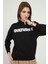 Kadın Culture Yazı Baskılı Siyah Kapüşonlu Sweatshirt 1