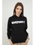 Kadın Culture Yazı Baskılı Siyah Kapüşonlu Sweatshirt 2