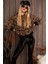 Kadın Kolu Kesik Incili Leopar Desenli Sweatshirt 2