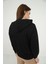 Kadın Önü Love Motifli Siyah Kapüşonlu Sweatshirt 3
