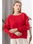 Kadın Kırmızı Kolu Kesik Inci Detaylı Sweatshirt 1