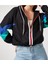 Kadın Kapüşonlu Fermuarlı Siyah Sweatshirt 2