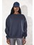 Antrasit Bisiklet Yaka Basic Sweatshirt 3408 4