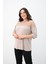 Kadın Büyük Beden Kadife Tül Detaylı Bluz 1856-2 1