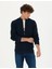 Erkek Lacivert Melanj Slim Fit Fermuarlı Triko Hırka 50278100-VR120 1