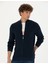 Erkek Lacivert Melanj Slim Fit Fermuarlı Triko Hırka 50278100-VR120 3