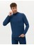 Erkek İndigo Melanj Slim Fit Yarım Balıkçı Yaka Basic Triko Kazak 50276161-VR155 1