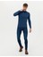 Erkek İndigo Melanj Slim Fit Yarım Balıkçı Yaka Basic Triko Kazak 50276161-VR155 4