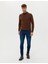 Erkek Koyu Kahverengi Slim Fit Yarım Balıkçı Yaka Basic Triko Kazak 50276161-VR084 4