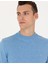 Erkek Mavi Melanj Slim Fit Çeyrek Yaka Basic Triko Kazak 50276158-VR113 2