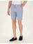 Erkek Koyu Mavi Slim Fit Beli Lastikli Çizgili Bağcıklı Bermuda Şort 50264862-VR032 4