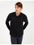 Erkek Siyah Slim Fit Armürlü Klasik Gömlek 50260290-VR046 1