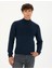 Erkek Lacivert Melanj Slim Fit Yarım Balıkçı Yaka Triko Kazak 50281846-VR120 1