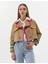 Kadın Krem Crop Top Deri Ceket 50263168-VR071 1