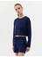 Kadın Lacivert Crop Top Sweatshirt 50263679-VR033 1