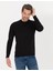 Erkek Siyah Slim Fit Çeyrek Yaka Yün Karışımlı Basic Triko Kazak 50257311-VR046 3