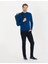 Erkek İndigo Slim Fit Bato Yaka Yün Karışımlı Basic Triko Kazak 50257311-VR106 2