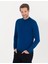 Erkek İndigo Slim Fit Bato Yaka Yün Karışımlı Basic Triko Kazak 50257311-VR106 3