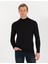 Erkek Siyah Slim Fit Yarım Balıkçı Yaka Yün Karışımlı Basic Triko Kazak 50257313-VR046 4