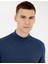 Erkek İndigo Melanj Slim Fit Yarım Balıkçı Yaka Basic Triko Kazak 50256965-VR155 1