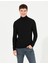 Erkek Siyah Slim Fit Balıkçı Yaka Triko Kazak 50259851-VR046 3