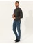 Erkek Gri Melanj Slim Fit Yarım Balıkçı Yaka Triko Kazak 50241465-VR086 4