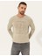 Erkek Kum Melanj Slim Fit Bisiklet Yaka Triko Kazak 50240607-VR123 1