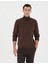 Erkek Kahverengi Slim Fit Balıkçı Yaka Basic Triko Kazak 50276162-VR158 1