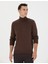 Erkek Kahverengi Slim Fit Balıkçı Yaka Basic Triko Kazak 50276162-VR158 3