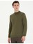 Erkek Koyu Haki Slim Fit Yarım Balıkçı Yaka Basic Triko Kazak 50276161-VR111 3