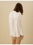 Kadın Beyaz Oversize Keten Gömlek 50286968-VR013 5