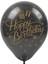 10 Adet Happy Birthday Temalı Siyah Metalik Balon - Çepeçevre Baskılı Balonlar Doğum Günü Kutlamaları Için 1