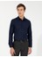 Erkek Lacivert Slim Fit Armürlü Uzun Kollu Gömlek 50260297-VR033 1