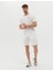 Erkek Ekru Slim Fit Örme Şort 50262649-VR019 2