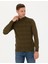 Erkek Haki Slim Fit Yarım Balıkçı Yaka Triko Kazak 50278099-VR027 3