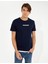 Erkek Lacivert Slim Fit Bisiklet Yaka Tişört 50258441-VR033 2