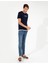 Erkek Lacivert Slim Fit Bisiklet Yaka Tişört 50258441-VR033 4