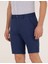 Erkek İndigo Slim Fit Keten Karışımlı Beli Lastikli Bermuda Şort 50264863-VR028 5