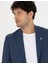 Erkek Açık Lacivert Slim Fit Keten Karışımlı Blazer Ceket 50277318-VR059 2