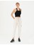 Kadın Krem Keten Karışımlı Jogger Fit Kanvas Pantolon 50263722-VR071 1