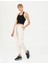 Kadın Krem Keten Karışımlı Jogger Fit Kanvas Pantolon 50263722-VR071 3