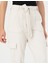 Kadın Krem Keten Karışımlı Jogger Fit Kanvas Pantolon 50263722-VR071 5