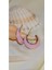 Mineli Yarım Halka Metal Gold Pembe Küpe 1