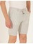 Erkek Gri Slim Fit Beli Lastikli Çizgili Bağcıklı Bermuda Şort 50264862-VR025 2