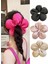 Kadın Saten Fuşya Çiçek Flower Scrunchie Lastikli Toka 1