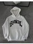 Kışlık Kapşonlu Baskılı Oversize Sweatshirt- Beyaz 2