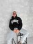 Unisex Üç Iplik Kapşonlu Baskılı Sweatshirt - Siyah 2